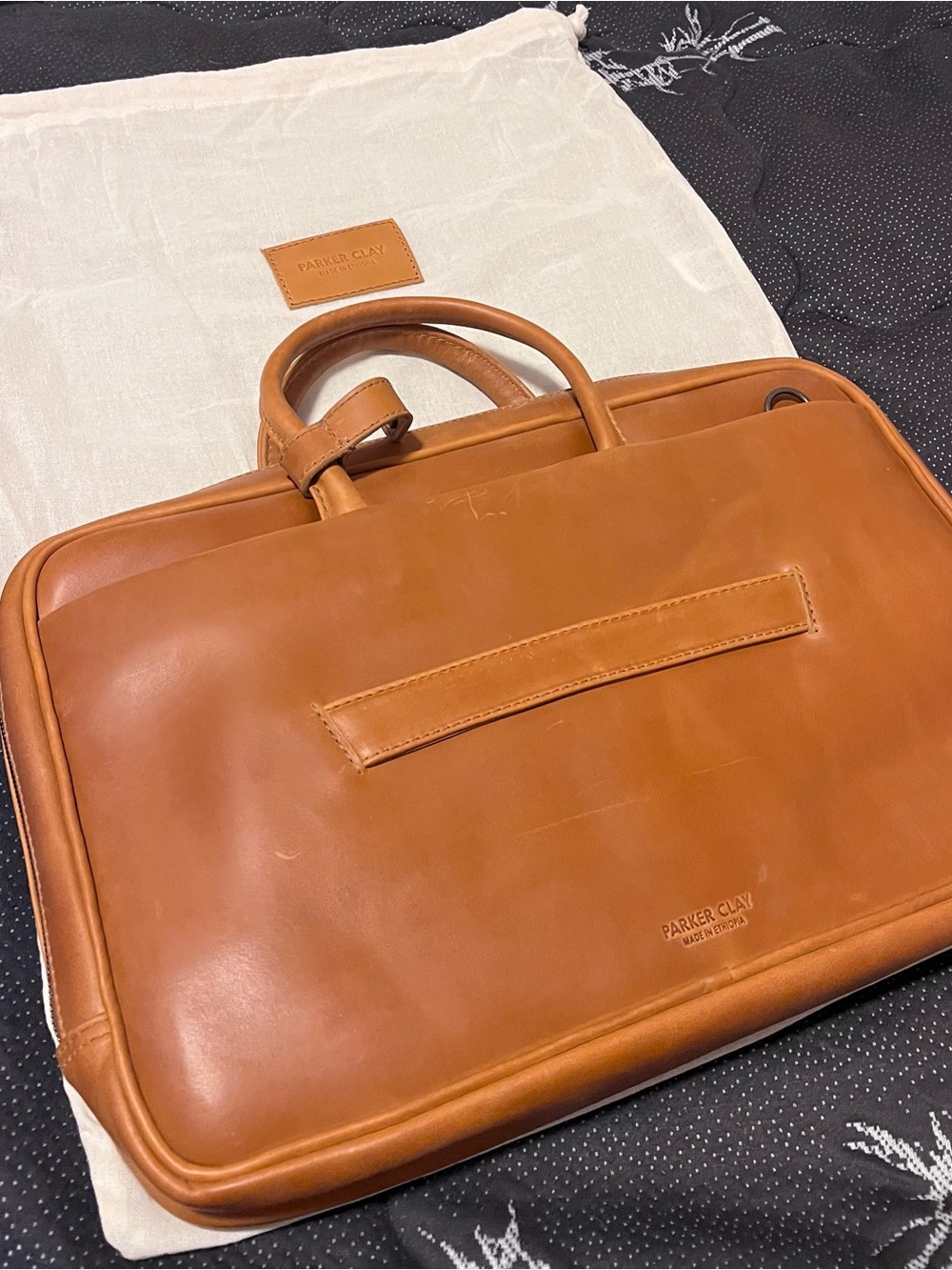 Parker Clay Brentwood Leather Briefcase w/ leather folio